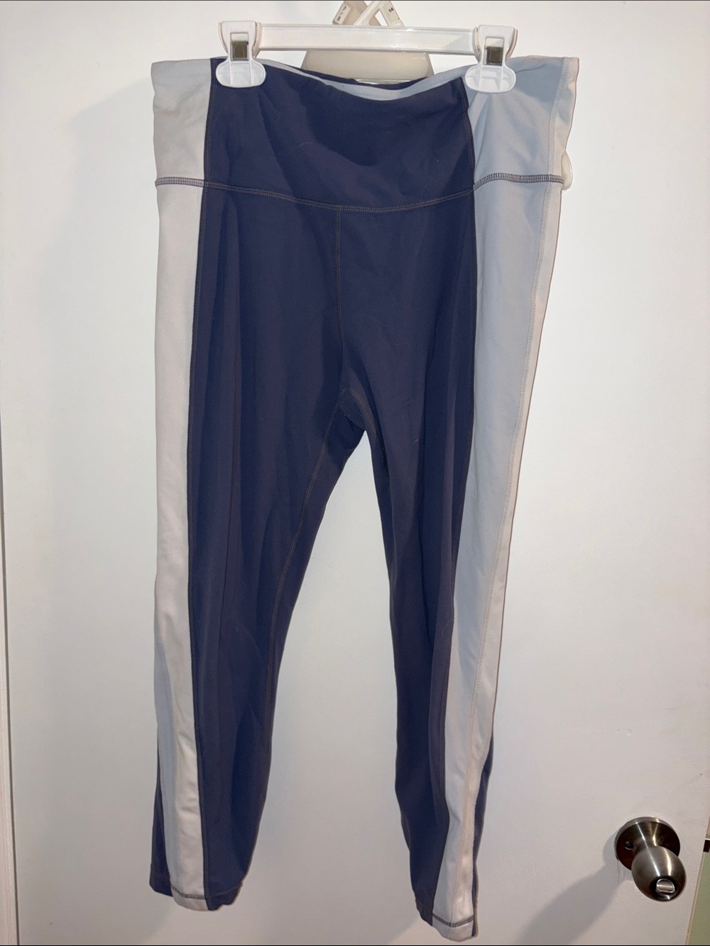 Athleta Navy and Light Gray Two-Tone Swim Leggings